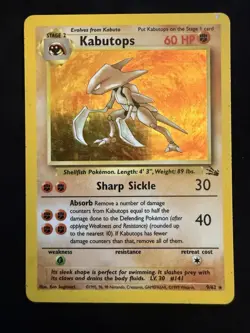 Kabutops - Holo Rare - Vintage WotC 1999 English 9/62 Fossil Set Pokemon Card - Image 1