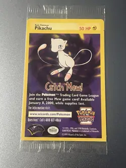 SEALED "Catch Mew" Pokemon PIKACHU Card BLACK STAR PROMO Set#4 Movie WB Stamped - Image 1