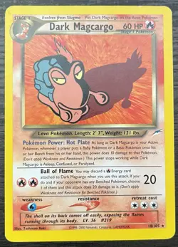 Dark Magcargo 18/105 Pokemon TCG Neo Destiny Regular Rare LP - Image 1