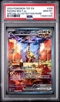 POKEMON PSA 10 2024 SV Temporal Forces Raging Bolt ex 208/162 SIR *7205 - Image 1
