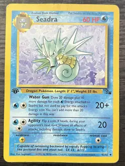 1st Edition Seadra 42/62 Pokemon TCG Fossil Uncommon HP - Image 1