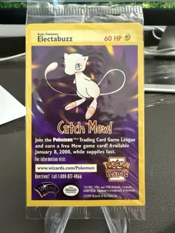 1999 SEALED "Catch Mew" Pokemon Electabuzz BLACK STAR PROMO Movie WB Stamp - Image 1