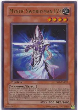 1x (LP) Mystic Swordsman LV4 - SOD-EN012 - Ultra Rare - 1st Edition YuGiOh - Image 1