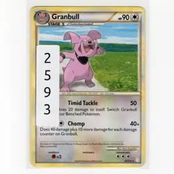 Pokemon TCG Granbull 22/123 HGSS Base Set Regular Rare Card EN-MP 2010 - Image 3