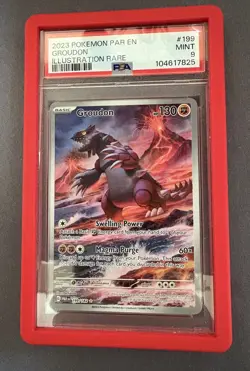 2023 Pokemon Paradox Rift GROUDON 199/182 Illustration Rare PSA 9 - Image 1