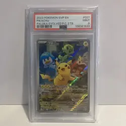 PSA 9 Pikachu 027 Pokemon Center ETB STAMPED Black Star Promo Paldea Evolved - Image 1
