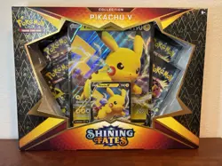 Pokemon TCG Shining Fates Pikachu v Collection Box Factory Sealed - Image 1