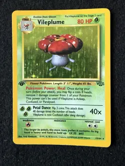 Vileplume 1st Edition Jungle Holo Base Set Pokemon Card 15/64 Rare Amazing Cond - Image 1