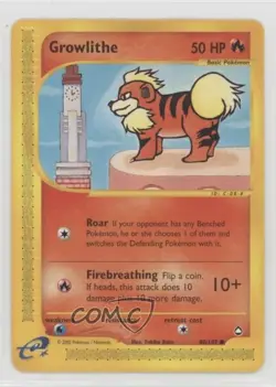 Growlithe Pokemon e-Card Series Aquapolis #80 2002 10cj - Image 1