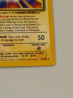 Unlimited Electrode Pokemon Card Base Set 1999 WOTC 21/102 - Image 4