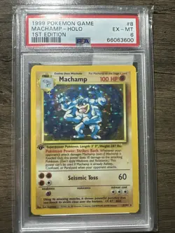 1999 Pokemon Machamp Holo 1st Edition PSA Graded 6 Ex-MT Card #8 - Image 1