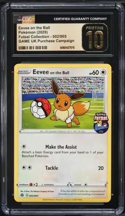 CGC 10 PRISTINE Eevee on the Ball 002/005 Promo Futsal UK Exclusive Pokemon Card - Image 1