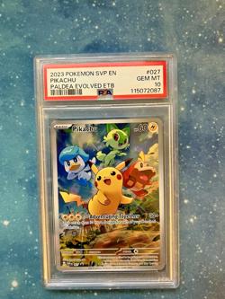 2023 POKEMON SVP EN-SV BLACK STAR PROMO #027 PIKACHU PSA 10 - Image 1
