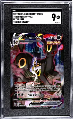 2022 Pokemon Brilliant Stars #TG23 Umbreon Vmax Ultra Rare Trainer Gallery SGC 9 - Image 1