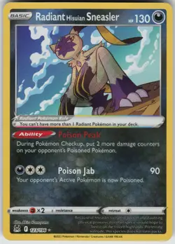 Radiant Hisuian Sneasler Radiant Rare SWSH11: Lost Origin 123/196 Pokemon - Image 1