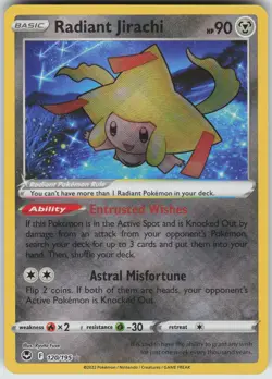 Radiant Jirachi Radiant Rare SWSH12: Silver Tempest 120/195 Pokemon - Image 1
