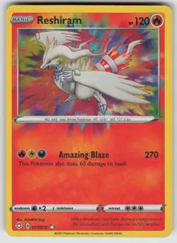 Reshiram Amazing Rare Shining Fates 017/072 Pokemon - Image 1