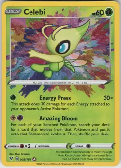 Celebi 009/185 Amazing Rare SWSH04: Vivid Voltage Pokemon - Image 1