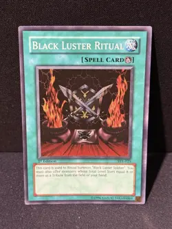Yugioh Black Luster Ritual 1st Edition SYE-025 Super Rare 1st Edition Crease - Image 1