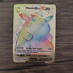 Pokemon TCG Pikachu VMAX Gold Play Card Fan Art 044/185 Real* - Image 1