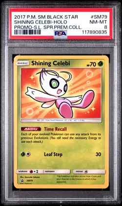 2017 POKEMON SM BLACK STAR PROMO #SM79 SHINING CELEBI-HOLO PSA 8 - Image 1