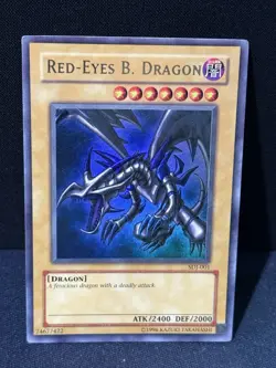 Yugioh Red-Eyes Black Dragon SDJ-001 Holo Rare Original Vintage - Image 1