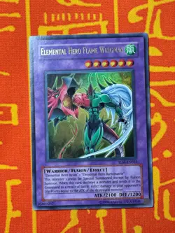 YUGIOH ELEMENTAL HERO FLAME WINGMAN ULTRA RARE MODERATE PLAY TLM-EN035 - Image 1