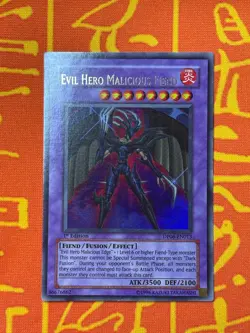 YUGIOH EVIL HERO MALICIOUS FIEND ULTRA RARE 1ST EDITION LIGHT PLAY DP06-EN013 - Image 1