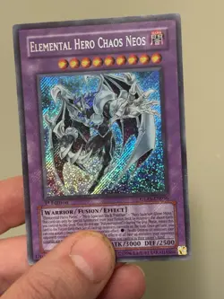 Yugioh Elemental Hero Chaos Neos GLAS-EN036 Secret Rare 1st Ed HOLO BLEED ERROR - Image 2
