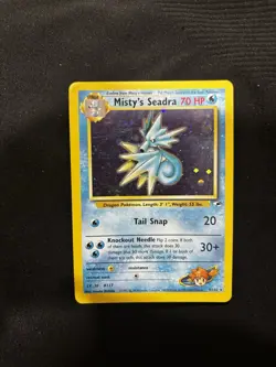 Pokemon TCG Misty's Seadra Holo Rare Card 9/132 Gym Heroes - Image 1