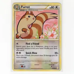 Pokemon TCG Furret 21/123 HGSS Base Set Regular Rare Card EN-LP 2010 - Image 1