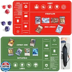 Card Game Playmats MTG Playmat for Beginner 2 Pack with Dices, Magic Mat Comm - Image 1