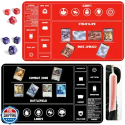 Card Game Playmats MTG Playmat for Beginner 2 Pack with Dices, Magic Mat Comm - Image 1