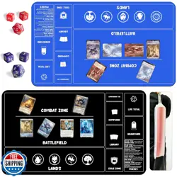 Card Game Playmats MTG Playmat for Beginner 2 Pack with Dices, Magic Mat Comm - Image 1