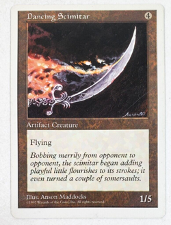 MTG Dancing Scimitar Card Arabian Nights Rare Artifact Creature NM/M Magic - Image 1