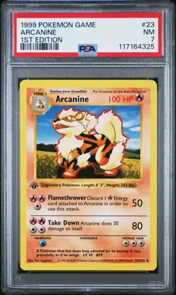 1999 POKEMON BASE SET 1ST EDITION #23 ARCANINE PSA 7 - Image 1