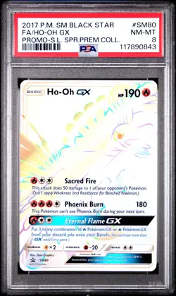 2017 POKEMON SM BLACK STAR PROMO #SM80 FULL ART/HO-OH GX PSA 8 - Image 1