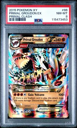 2015 POKEMON XY PRIMAL CLASH #86 PRIMAL GROUDON EX PSA 9 - Image 1