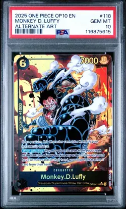 OP10-118 Monkey.D.Luffy SEC Alt Art One Piece TCG English Card PSA 10 - Image 1