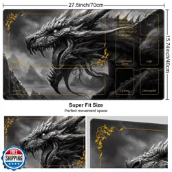 DEGDFSGR MTG Playmat 27.5" x 15.74" Cool Dark Dragon Non-Slip Rubber Base Com - Image 2
