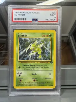 Scyther 1999 Pokemon Jungle Unlimited Non-Holo Rare Card 26/64 PSA 9 Mint - Image 1