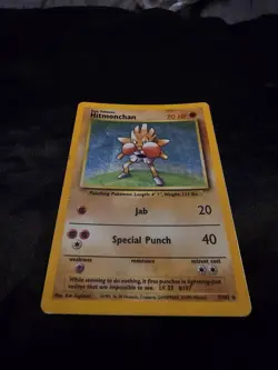 Hitmonchan Holo Unlimited Rare Card Pokemon Base Set 7/102 - Image 1