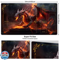 DEGDFSGR MTG Playmat with Zones - 24 x 14 inches, Non-Slip Rubber Base Comman - Image 2