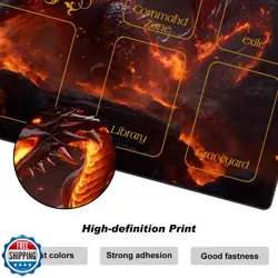 DEGDFSGR MTG Playmat with Zones - 24 x 14 inches, Non-Slip Rubber Base Comman - Image 3