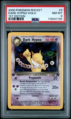 2000 POKEMON ROCKET 1ST EDITION #9 DARK HYPNO-HOLO PSA 8 - Image 1