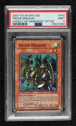 Troop Dragon 1st Ed. YuGiOh Legacy of Darkness PSA 9 MINT 2003 16f0 - Image 1