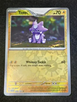 Pokemon TCG Sv04: Paradox Rift Reverse Holo Card Toxel 069/182 Miss Print MINTCo - Image 1