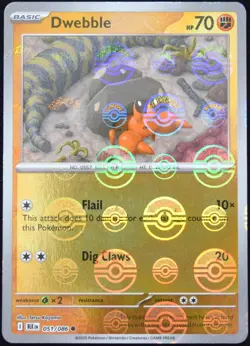 Pokemon TCG Dwebble 051/086 Black Bolt Poke Ball Reverse Holo Common Card - NM - Image 1