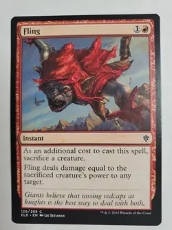 MTG Magic The Gathering Card Fling Instant Red Throne Of Eldraine 2019 - Image 1