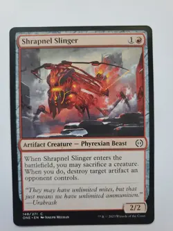 MTG Magic The Gathering Card Shrapnel Slinger Artifact Creature Phyrexian Red - Image 1